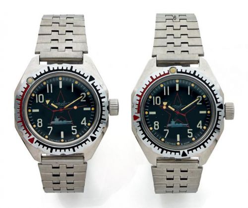 Lot de 2 montres Russes Lunette tournante graduée. mouvement automatique cal poljot Diam 40mm