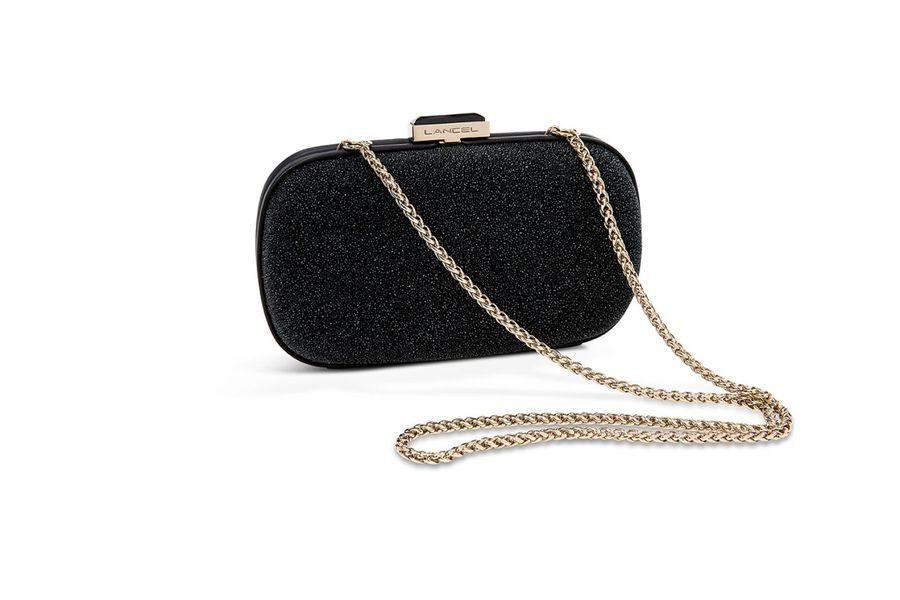 LANCEL,Sac du soir ovale noir, garniture...