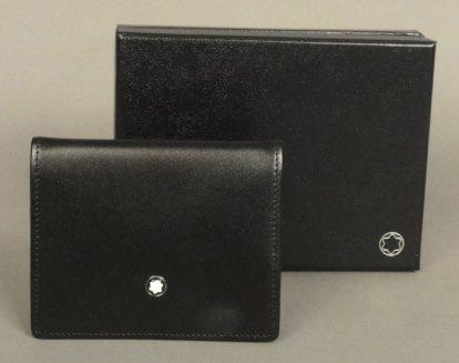 MONT BLANC MONT BLANC Petit porte-monnaie Meisterstück en cuir de veau noir avec fermeture - vente aux enchères 12/06/2013