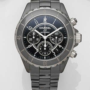 J12, Ref:HO940, Case No.K.B.10142, Movement No.000964, Sold 24th August 2002 37-jewel Cal.2894-2 automatic movement, black dial with white Arabic numerals, recessed centre with white minute track and polished rim, white outer minute divisions with luminou