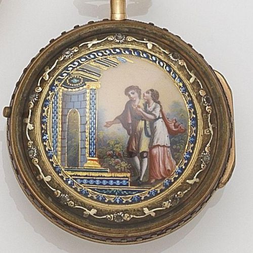 Jean Robert Soret. A gilt metal key wind triple case pocket watch