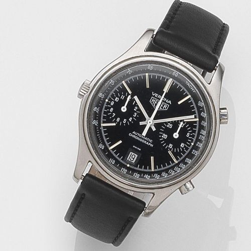 Heuer. A stainless steel automatic calendar chronograph wristwatch