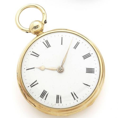 Ralph Gout, London. An early 19th century 18ct gold key wind open face pocket watch