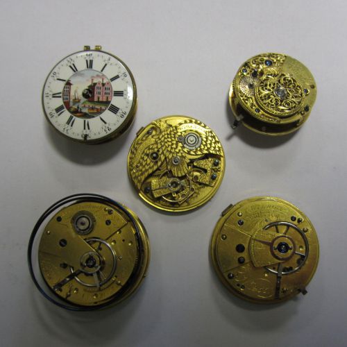 A lot of five pocket watch movements (AF)