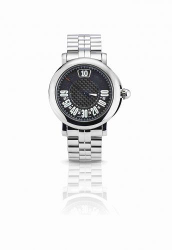 Gerald Genta. A stainless steel automatic jump hour retrograde minute bracelet watch with box and papers
