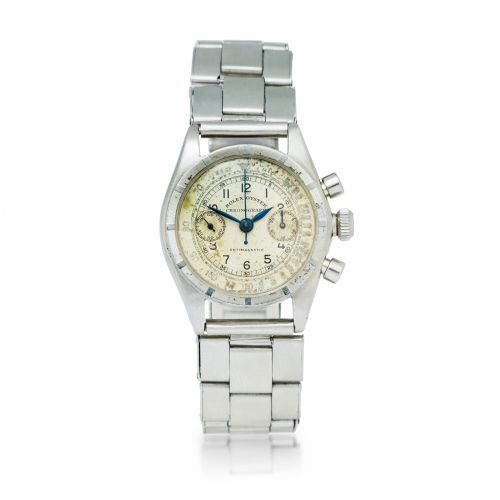 Rolex. A rare stainless steel small chronograph wristwatch and a bracelet