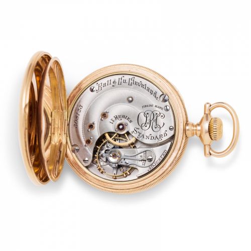 Ball & Co., Cleveland. A fine and rare 14K rose gold open face watch for the Order of Railway Conductors