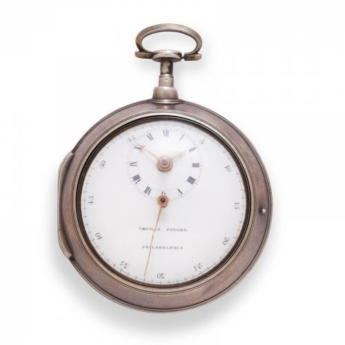 A rare silver pair case verge watch with center seconds