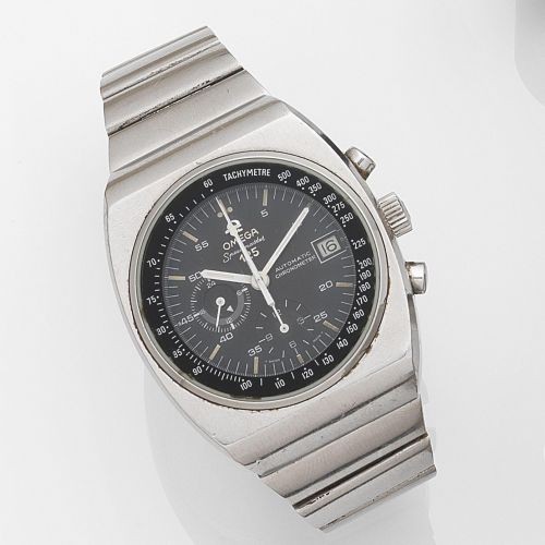 Omega. A stainless steel automatic calendar chronograph bracelet watch