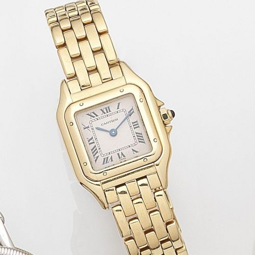 Cartier. A lady's 18ct gold quartz bracelet watch