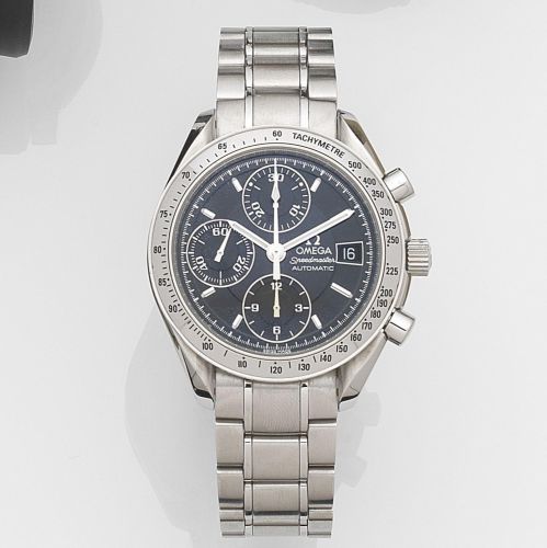 Omega. A stainless steel automatic calendar chronograph bracelet watch