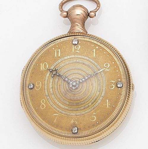 John Grant, Fleet Street, London. An 18ct gold and diamond set key wind open face pocket watch