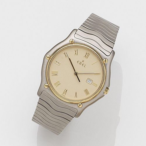 Ebel. A stainless steel quartz calendar bracelet watch