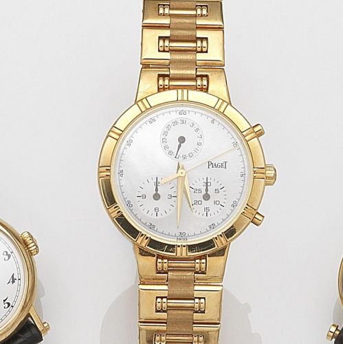 Piaget. An 18ct gold quartz calendar chronograph bracelet watch