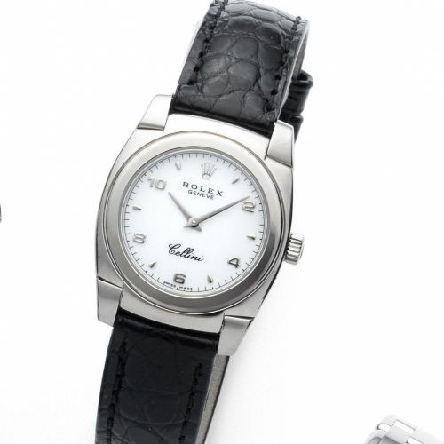 Rolex. A lady's 18ct white gold manual wind wristwatch