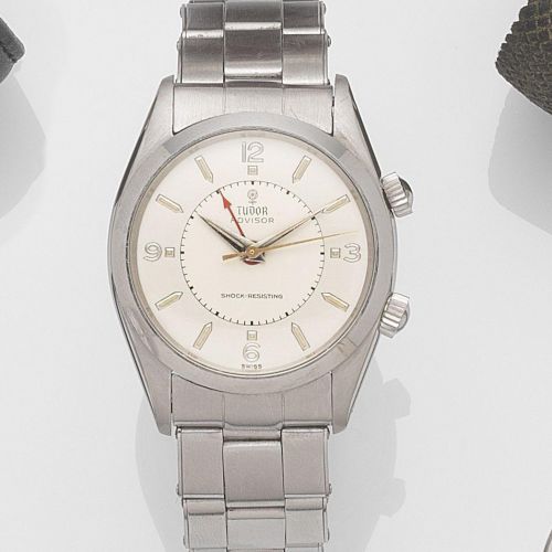 Tudor. A stainless steel manual wind alarm bracelet watch