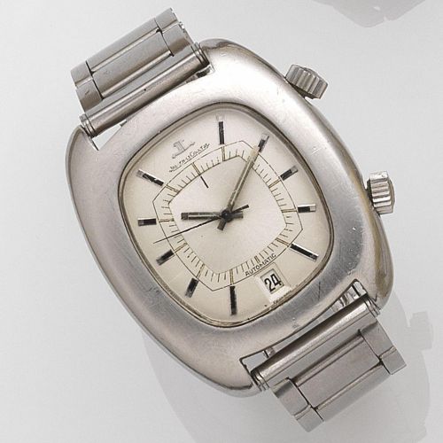 Jaeger-LeCoultre. A stainless steel automatic calendar alarm bracelet watch