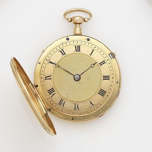 Moulinie Bautte & Moynier. A continental gold key wind quarter repeating full hunter pocket watch