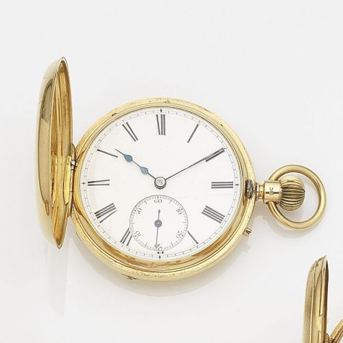 Hunt & Roskell, London. An 18ct gold keyless wind half hunter pocket watch