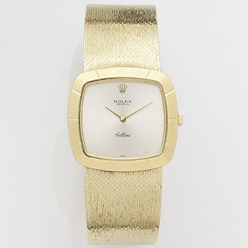 Rolex. An 18ct gold manual wind bracelet watch