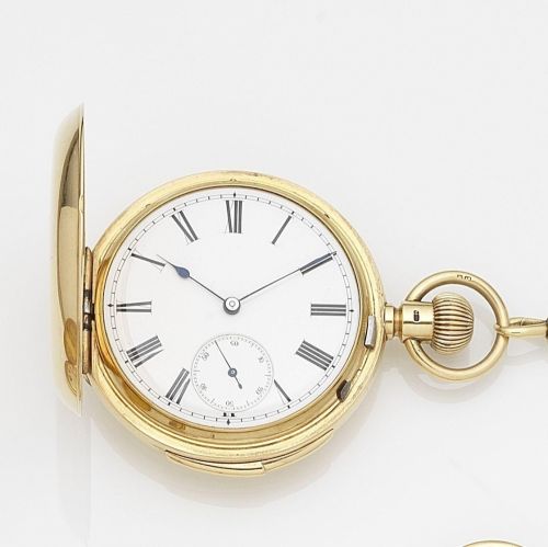Hunt & Roskell, Manchester. An 18k gold keyless wind minute repeating full hunter pocket watch