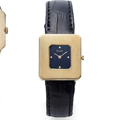 Piaget. An 18K gold and onyx manual wind wristwatch