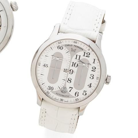 Carlo Ferrara. A stainless steel automatic regulator wristwatch with box and papers
