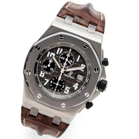 Audemars Piguet. A fine and rare limited edition stainless steel and tantalum automatic calendar chronograph wristwatch with box and papers