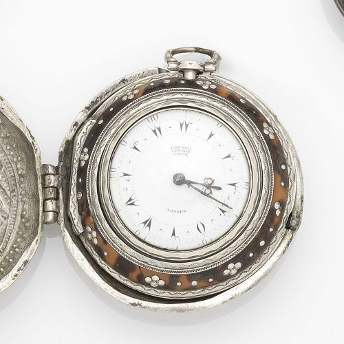 Edward Prior, London. A silver and tortoisehsell keywind quadruple case pocket watch made for the Turkish market