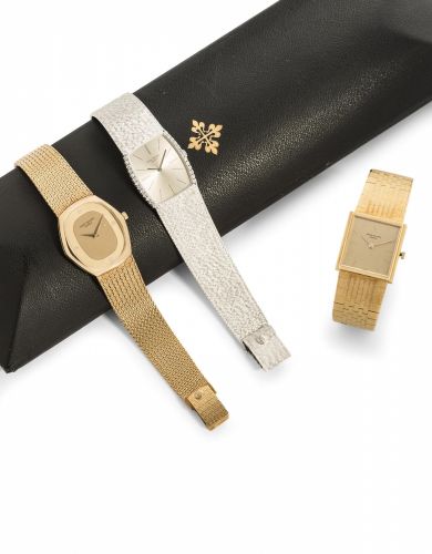 Patek Philippe. An 18K gold and diamond set manual wind bracelet watch with certificate of origin