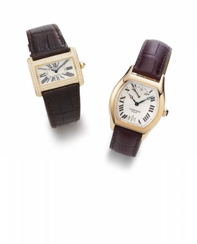 Cartier. An 18K Gold and Diamond Set Quartz Wristwatch