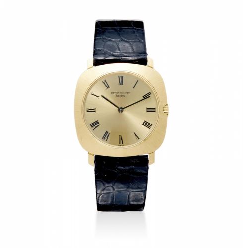 Patek Philippe. A fine 18K gold manual wind wristwatch with box