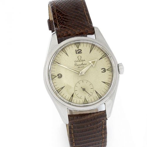 Omega. A stainless steel manual wind wristwatch