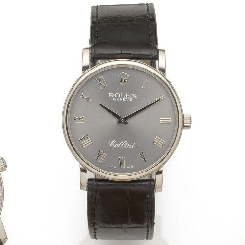 Rolex. An 18K white gold manual wind wristwatch