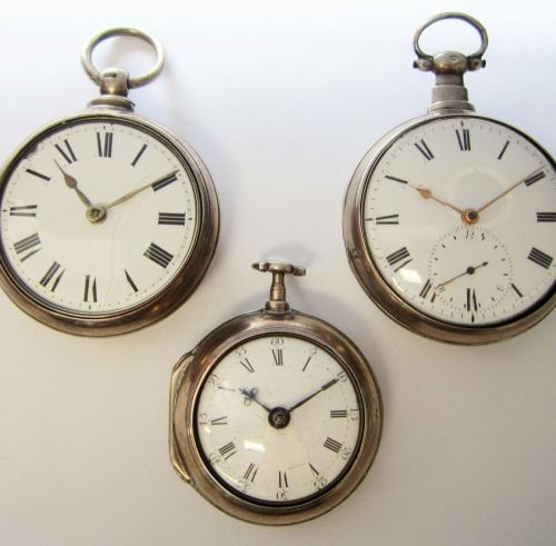 A lot of three silver pair case pocket watches (AF)