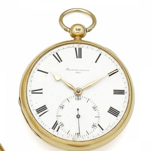Barwise, London. An 18K gold key wind open face pocket watch