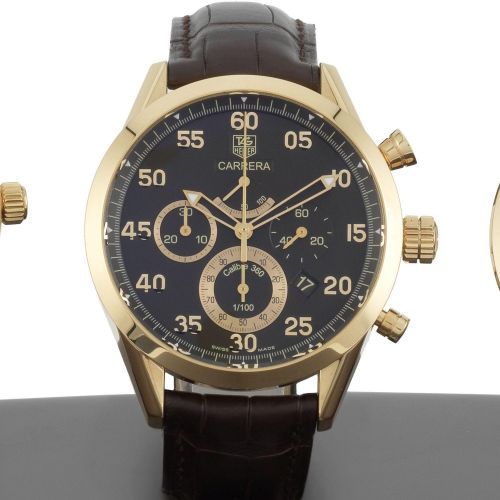TAG Heuer. A Limited Edition 18K rose gold automatic calendar chronograph wristwatch
