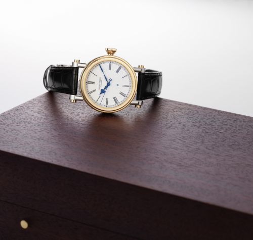 Speake-Marin. A fine and rare 18K rose gold and stainless steel automatic wristwatch with box and papers