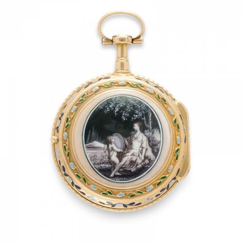 Romilly à Paris. A fine enameled gold verge watch
