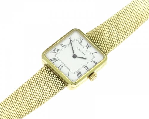 Longines. A lady's gold plated manual wind bracelet watch