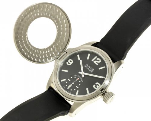 Glycine. A stainless steel manual wind half hunter wristwatch
