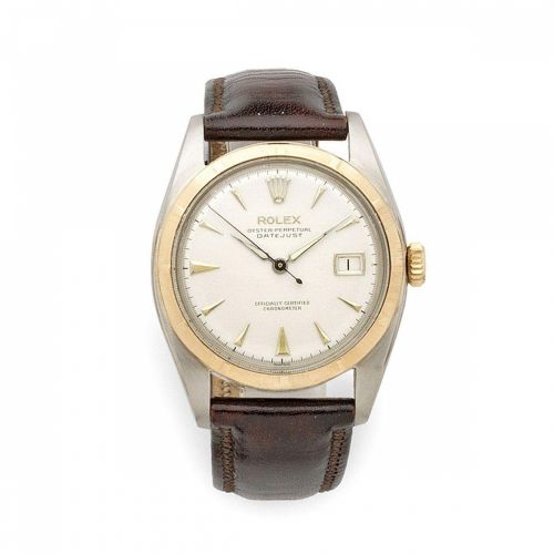 Rolex. A stainless steel and gold automatic calendar wristwatch