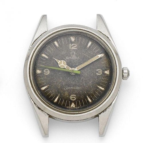 Omega. A stainless steel centre seconds Pakistan Air Force military issue manual wind watch with screw down back