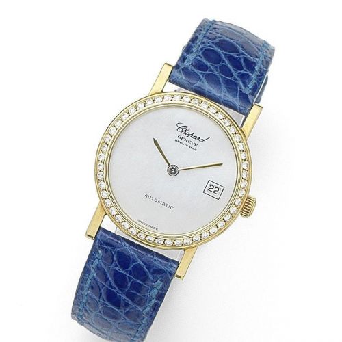 Chopard. A lady's 18K gold and diamond set automatic calendar wristwatch