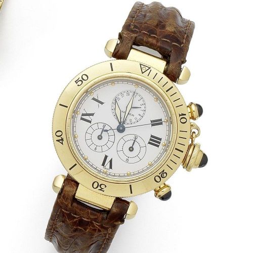 Cartier. An 18K gold quartz calendar chronograph wristwatch