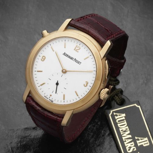 Audemars Piguet. A very fine and rare 18K rose gold Grande and Petit Sonnerie manual wind repeating wristwatch