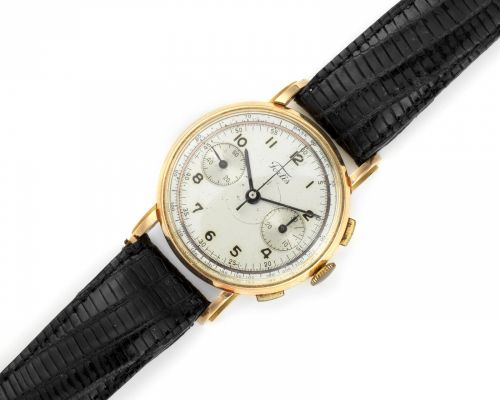 Fortis. An 18K rose gold manual wind chronograph wristwatch