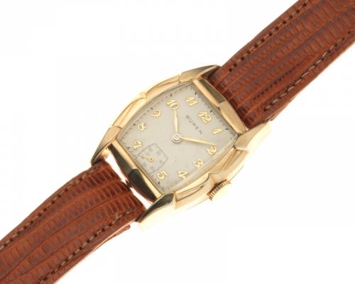 Buren. A gold plated manual wind wristwatch