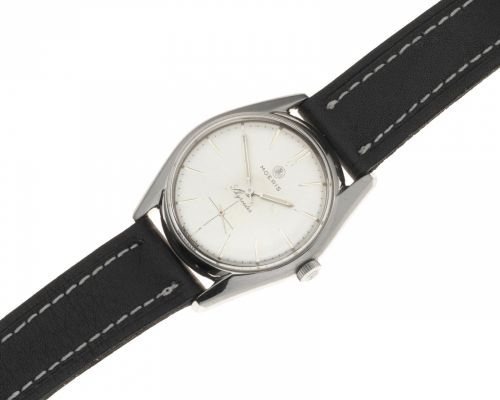 Moeris. A stainless steel manual wind wristwatch