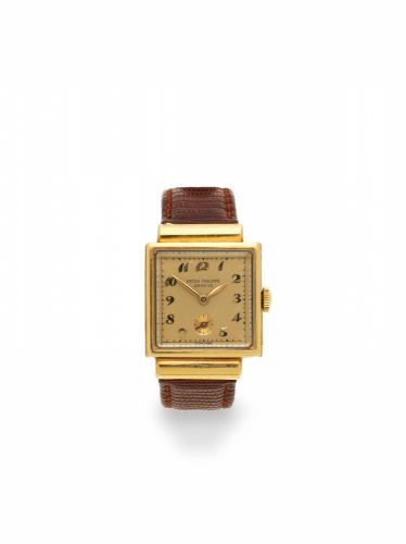 Patek Philippe. An 18K gold manual wind square wristwatch